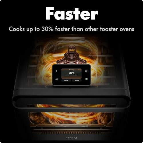 Smart toaster oven with digital display cooking faster.