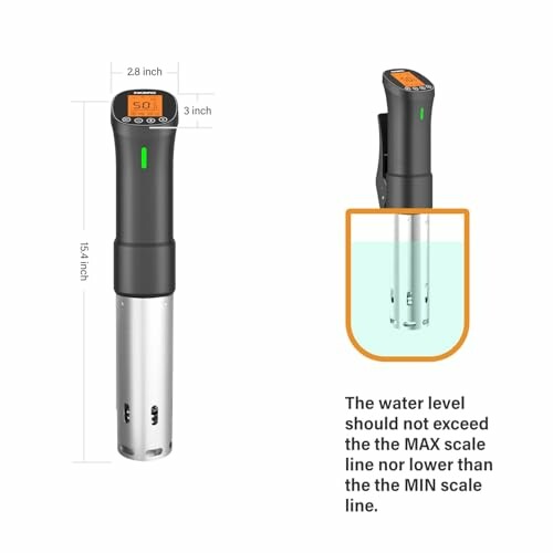 Sous vide precision cooker with water level guide.