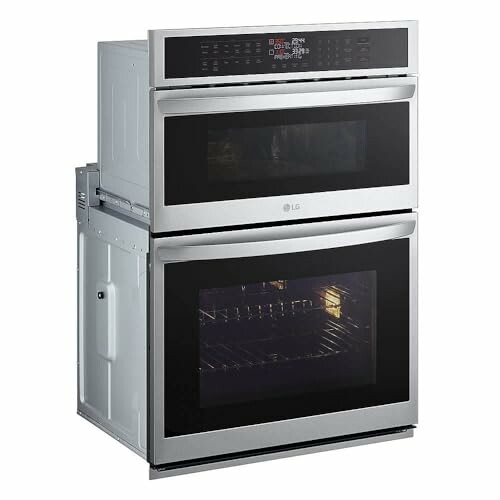 Stainless steel double oven with digital controls.
