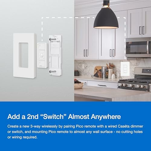 Wireless light switch installation in a modern kitchen.
